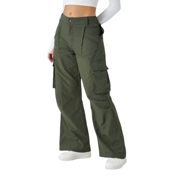 HALARA Pants - HALARA Mid Rise Button Zipper Side Pocket Wide Leg Casual Cargo Pants XL X-LARGE